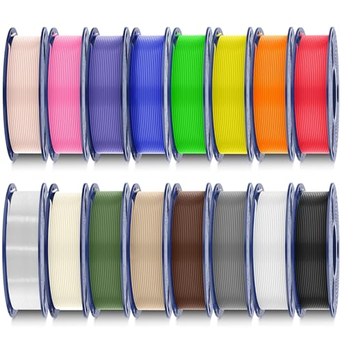 SUNLU 250G*16 PLA+ Filament 0.25KG per Spool 16 Rolls Black+White+Bone White+Gray+Oak+Coffee Brown+Red+Klein Blue+Green+Sunny Orange+Vivid Yellow+Lavender Purple+Pink+Olive Green+Beige+Transparent