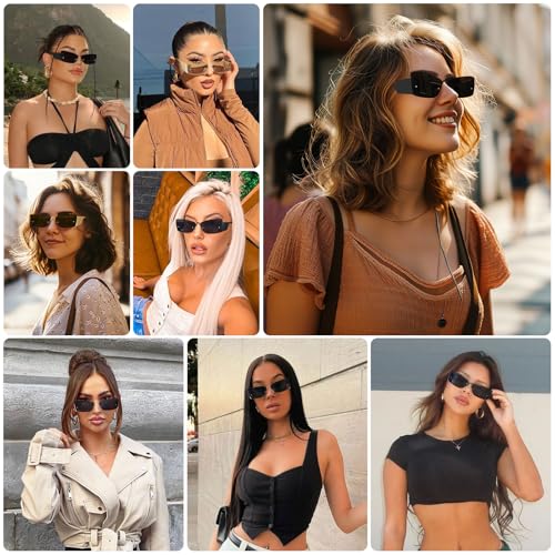 Retro Cat Eye Square Sunglasses for Women Trendy Metal Frame Vintage UV400 Protection FZN9012
