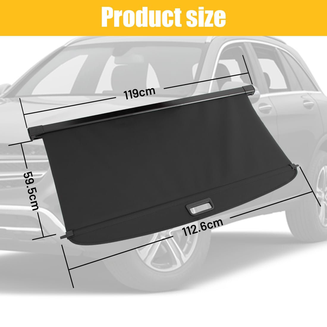 OREALTOOL Protezione Coperchio Portabagagli Copertura Bagagliaio Auto Baule Posteriore Pacco Ripiano Portaoggetti Cargo Cover Nero per compatibile con GLC 2016 2017 2018