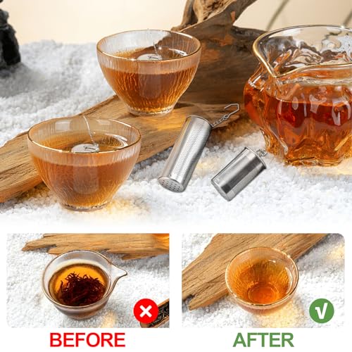 Foto von 4 Teeei für Losen Tee, Teefilter mit Deckel, Teesieb Edelstahl mit Kettenhaken, Teesieb Groß mit Kette Fein, Tea Strainer Ball, Teesieb für Teekanne für Meisten Arten von Tassen (4cm/6.5cm,Silber)