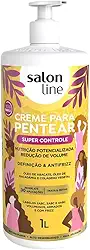 Salon Line, Creme de Pentear, Super Controle, Vegano - Para Cabelos Ondulados, Cacheados e Crespos, 1 L