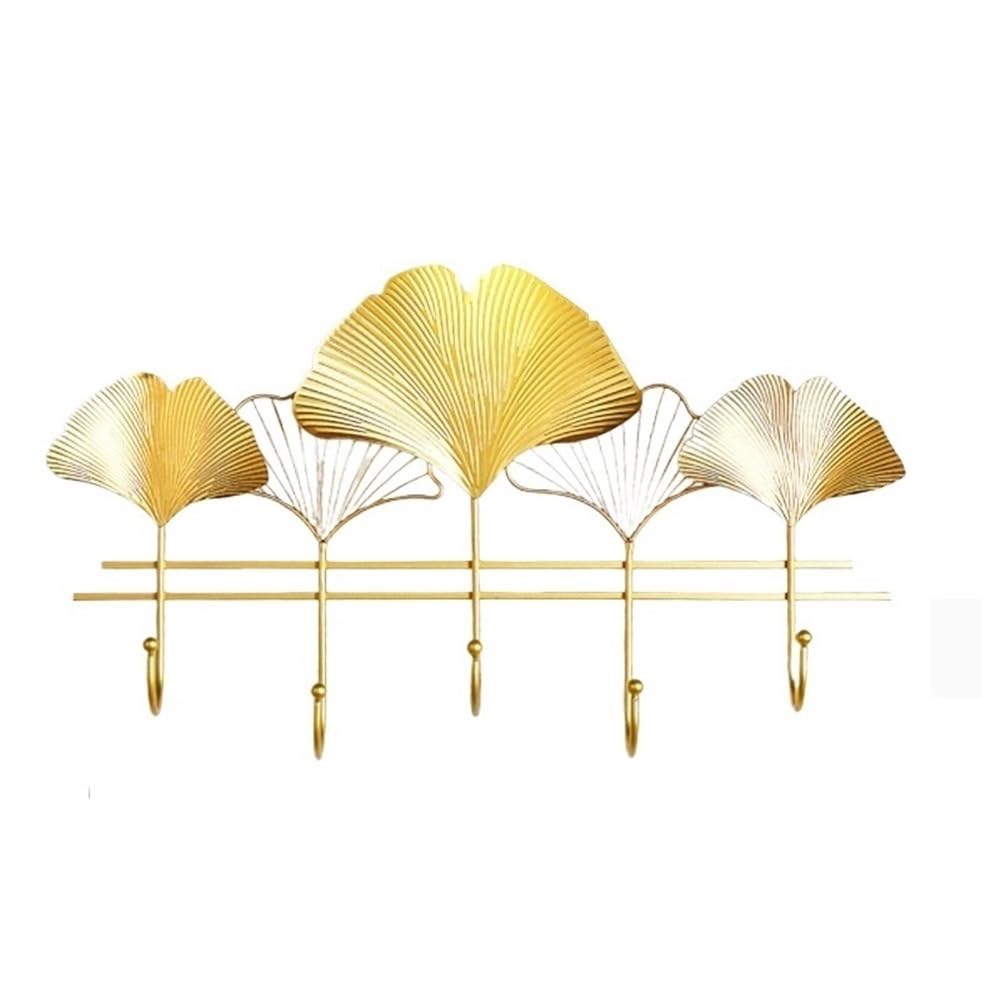 YQINQIN83B Coat Hangers Creative Wall-Mounted Coat Rack Metal Entryway Clothes Hooks No-Hole Hangers for Bedroom(Gold,Small)