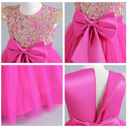 MYRISAM Girls Embroidered Lace Dress Bowknot Cap Sleeve Wedding Party Prom Princess Birthday Pageant Evening Long Tulle Gown4