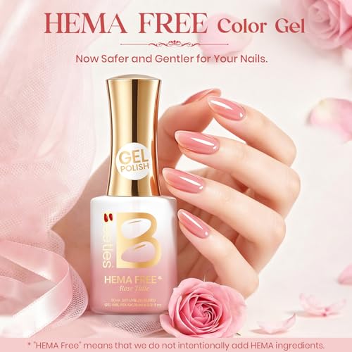 Image of Beetles Nude Pink Gel Nail Polish - Rose Tulle 15ML Sheer Jelly Nude Pink Gel Polish Translucent Neutral Nail Concealer Base Color Soak Off UV LED French Nail Art Salon DIY Manicure Gift