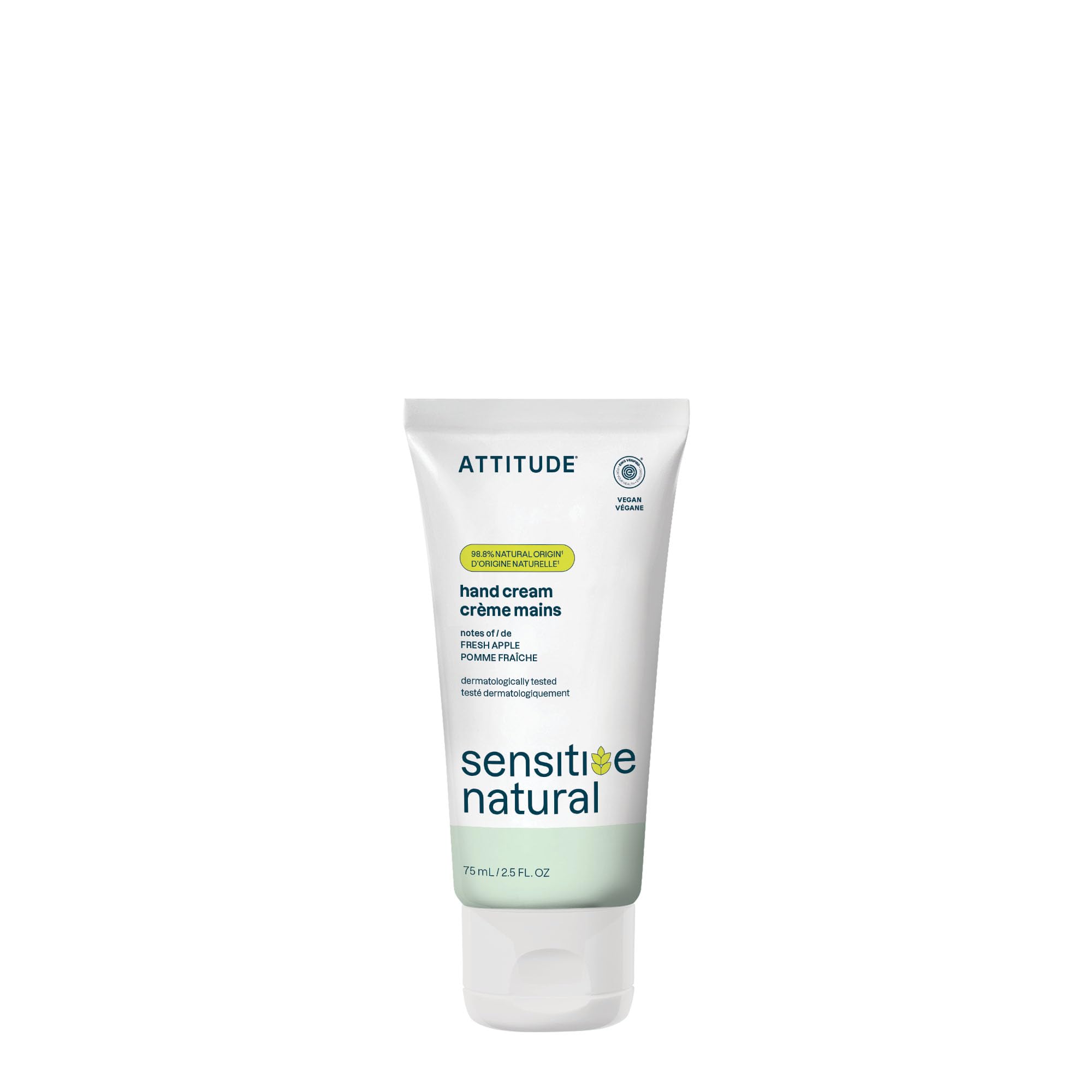 ATTITUDE Hand Cream for Sensitive Skin with Oat, EWG Verified, Dermatologically Tested, Vegan, Fresh Apple Scent, 2.5 Fl Oz