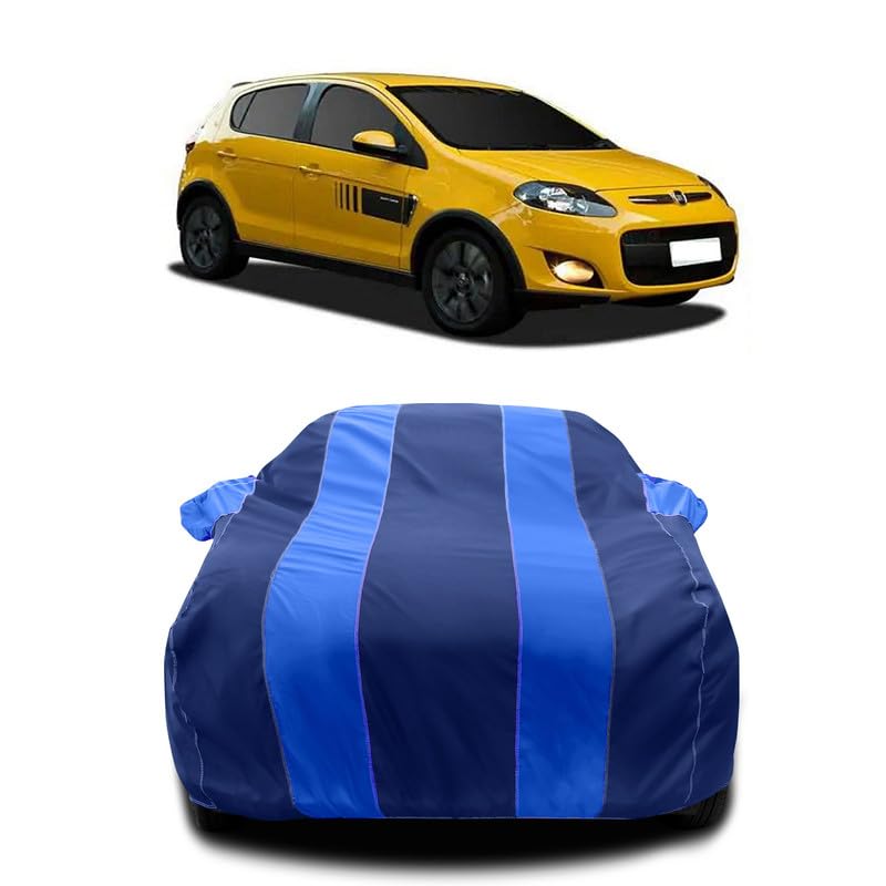HEDWING-Car Body Cover Compatible with Palio Stile SDX 1.3 All Variant Dustproof UV-Rays Scratchproof Heat Protection Both Side Mirror Pocket[Blue Patta]
