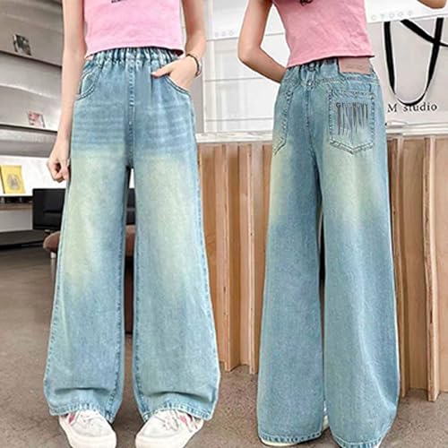 Tween Girls Flare Jeans High Waisted Stretchy Vintage Kids Bell Bottom Denim Pants Streetwear Trousers with Pockets3