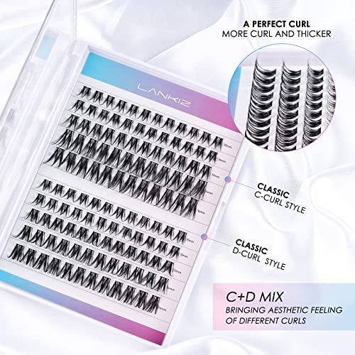 LANKIZ DIY lash Extensions Wispy,Lash Clusters Individual Lashes,120 Clusters C+ D Mix Curl - Image 2