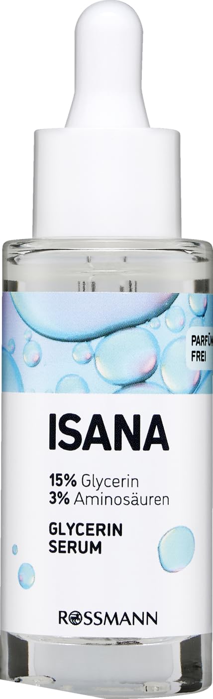 ISANA Glycerin Serum - Feuchtigkeitscreme für Trockenhaut - Regeneration und Nährung - 30 ml Flasche