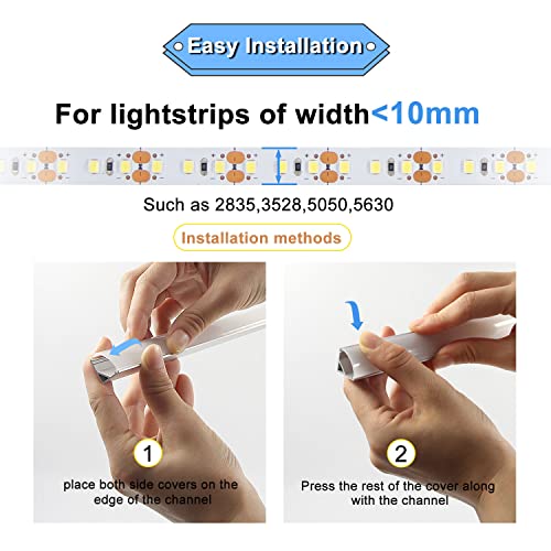 Image of VST 6Pack 1 ft LED Aluminum Channel with Milky White Cover V Shape 16x16mm, Led Strip Light Track with End Caps and Mounting Clips Accessories for Living Room, Kitchen