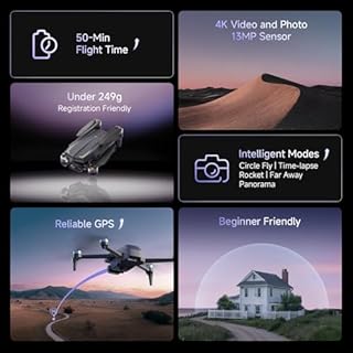 Ameta Drone with Camera 4K Professional, S20 Pro GPS Drone for Kids and Adults with Auto Return/ 50-Min Flight Time/Follow Me/Intelligent Mode/Gesture Control, RC Quadcopter Under 249g