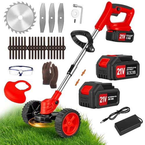 MelodySusie Cordless Electric Grass Cutter Machine – Adjustable Height and Portable Garden Lawn Trimmer – Weed Cutting Hand Grass Weeder for Home Garden Lawn Yard