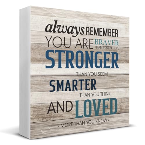 Inspirational Desk Sign, Gifts for Coworkers Men Women, Motivational Quote Wooden Sign Home Office Desk Shelf Wall Table Decor 5×5 Inches