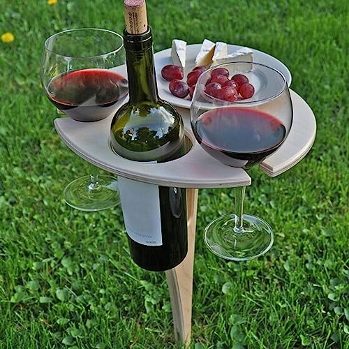 Table à vin portable rustique en bois avec plateau mini et pliable - 3
