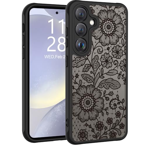 Coque Samsung S24 Plus antichoc à motif floral avec protège-écran et objectif