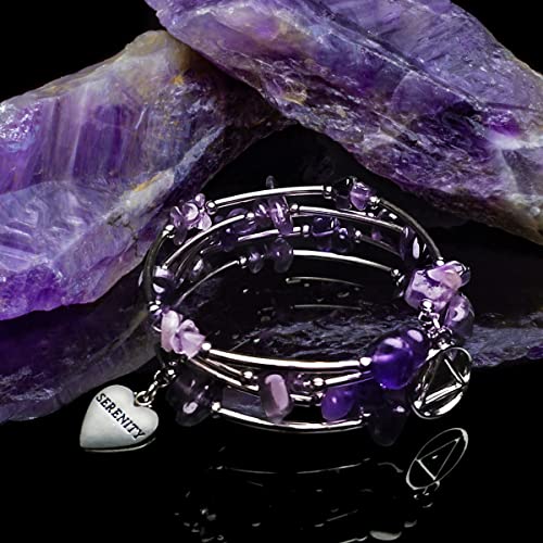 The Token Shop Amethyst AA Bracelet with Alcoholics Anonymous Circle Triangle Symbol and Serenity Heart Charm | Sobriety Gift for Women3