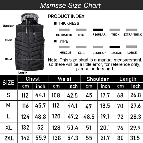 Msmsse Men'S Outerwear Vests Winter Outdoor Removable Hooded Padded Puffer Vest For Men Grey L thumb #5