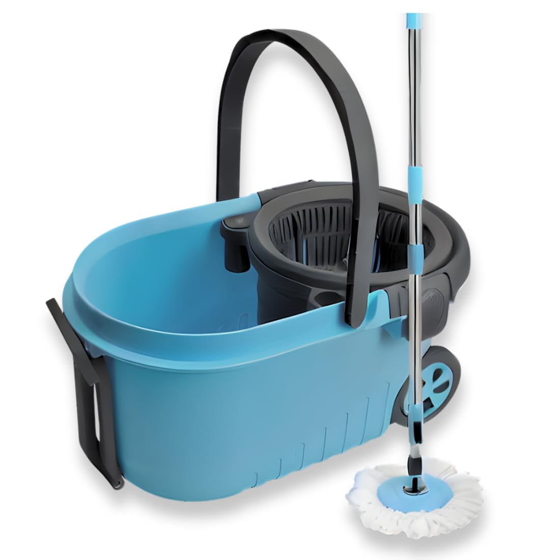 ESTABLISHED HOME Plastic Wringer Spin Mop, Easy in-Built Big Wheels & Big Bucket Mop Set