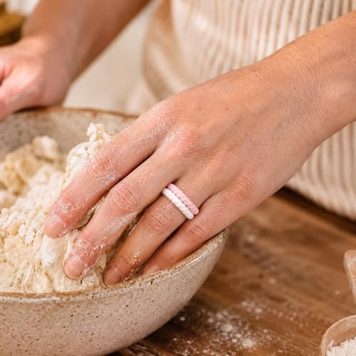 Image of Egnaro Women's Silicone Anniversary Wedding Ring 2.5mm Wide 1.8mm Thick | Comfort-Fit Design Offers Flexible Wear for Nurses, Workouts, Work, Pregnancy, Travel, Daily Activities and Active Lifestyles