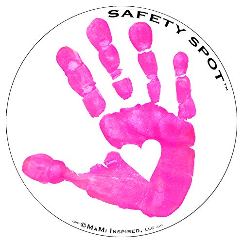 Image of Safety Spot Magnet - Kids Handprint for Car Parking Lot Safety - White Background (Pink)