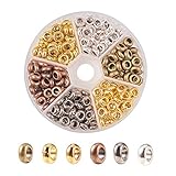PH PandaHall 300pcs 6 Colors Large Hole Spacer Beads 7mm Tibetan European Spacers Rondelle Loose Metal Beads for Necklace Bracelet Jewelry Making Hole: 4mm