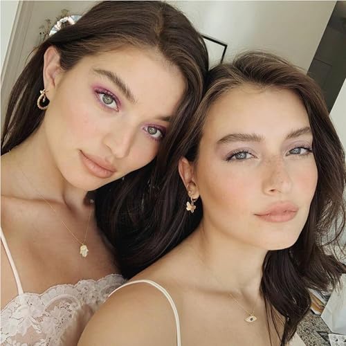 Double Pendant Necklace for Women 18k Gold Plated Necklace Cubic Zirconia Dainty Gold Necklaces for Women4