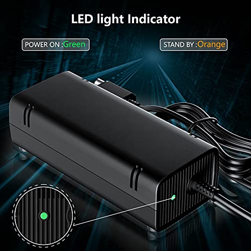 Power Supply For Xbox 360 Slim With Power Cord, [2022 Enhanced Quieter Version] Ac Adapter Power Brick Replacement Charger For Xbox 360 Slim Console #TOP4