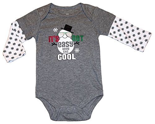 Topsville, Inc. Assorted Santa, Reindeer Baby Boys & Girls Christmas Bodysuit Dress up Outfit (3-6 Months, Snowman - It's Not Easy Being This Cool)