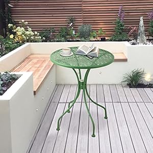 Outdoor and Indoor Steel Round Table Metal Table Coffee Table for Patio Garden Balcony Back Yard Green