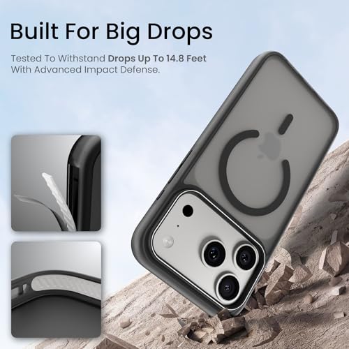 Image of CASEGEAR Bold Pro Back Cover Case Compatible with iPhone 17 Pro | 14.8 Feet Drop Protection | Compatible with MagSafe | 360 Complete Protection | Shockproof & Scratch Resistant | Black