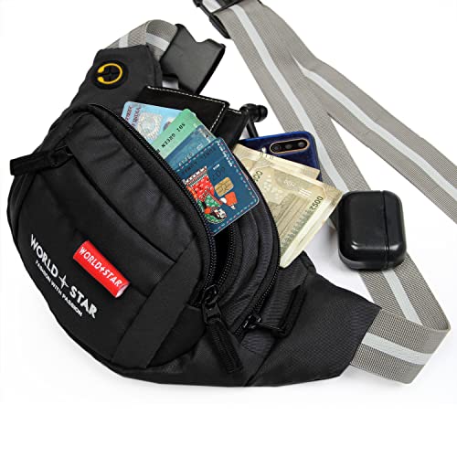 Image of Waist Bag Elegant StyleTravel Pouch Passport Holder with Adjustable Strap Bag (Black)