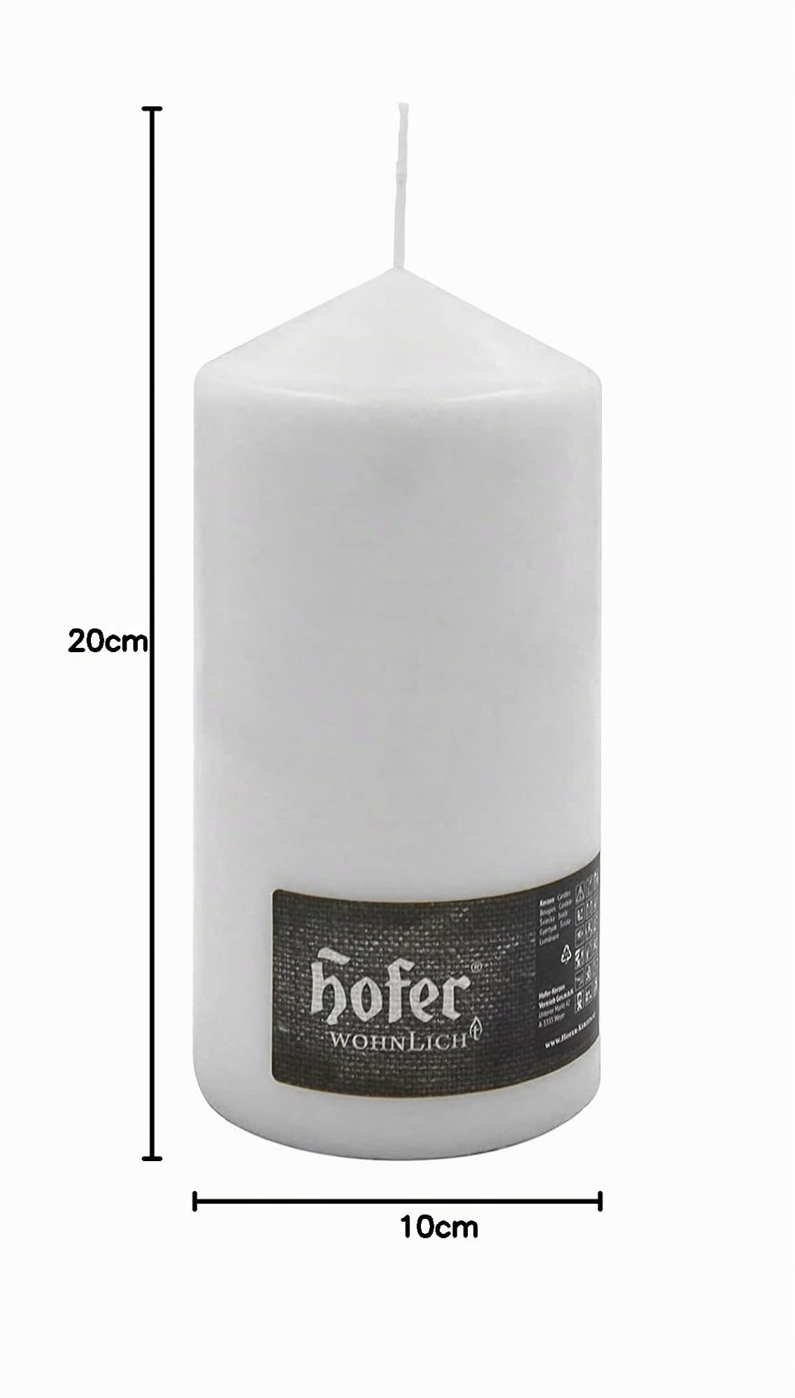 Hofer Velas grandes de columna – Blancas – 10 x 20 cm – Juego de 3 velas decorativas cilíndricas – Larga duración de 110 horas – Cera inodora – Cera antigoteo, sin humo