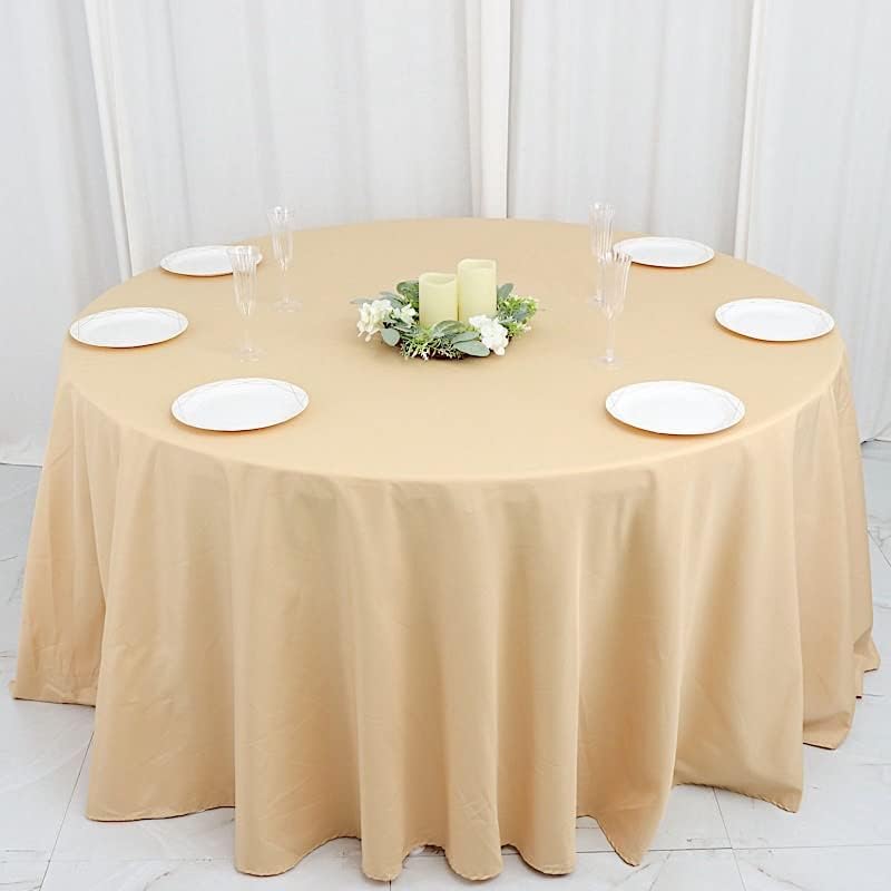 Miniatura 6 de Balsa Circle 132 inch Champagne Round Polyester Tablecloth Fabric Table Cover Linens for Wedding Party Banquet Reception Events Kitchen Dining