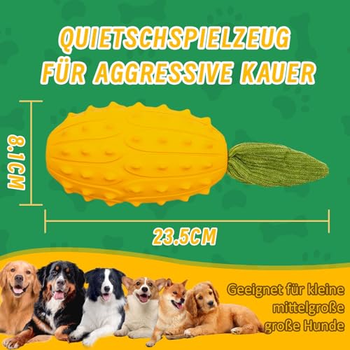 LIFLIX Hundespielzeug Quietschend für Kauer, Harte Kauspielzeug Hund aus Naturkauschuck, Hundespielzeug Robust für Kleine Mittelgroße und Große Hunde, Gehörnte Melone Form