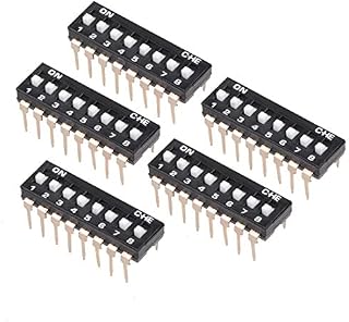 uxcell 5 Pcs Black DIP Switch 1-8 Positions 2.54mm Pitch for Circuit Breadboards