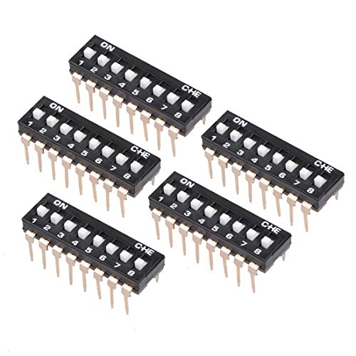 uxcell 5 Pcs Black DIP Switch 1-8 Positions 2.54mm Pitch for Circuit Breadboards