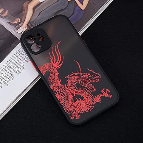 EYZUTAK Case for iPhone 11 6.1 inch, Clear Fashion Animal Sculpture Dragon Cartoon Pattern Frosted PC Back 3D and Soft TPU Edge Bumper Silicone Shockproof Protective Case - Black#1 Cover