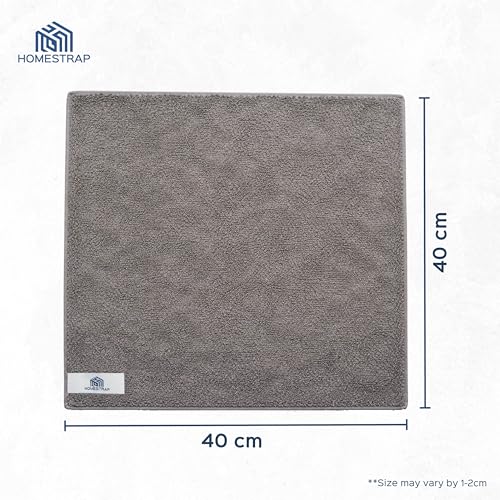 Image of Homestrap Grey Microfiber Cloth 340 GSM (40*40 CM) Set of 4 | Highly Absorbent Multipurpose Cleaning Cloth for Kitchen, Glass, Car & Home | Scratch-Safe, Reusable Streak-Free Microfiber Wiping Cloth