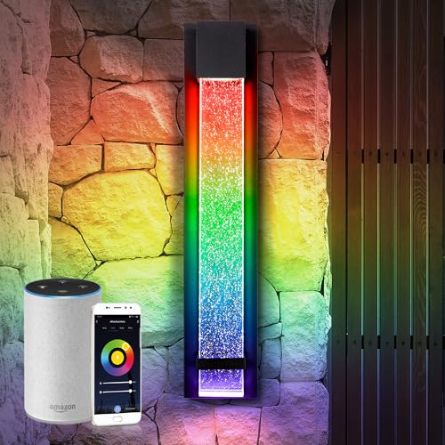 Image of ASD LED 24 inch Bubble Glass Wall Light Fixture, Outdoor & Indoor Seeded Sconce | RGBW, Smart, Waterproof, ETL Listed | 9W 250LM 3000-5000K 100-277V | Exterior Lantern, Porch Lighting | Black