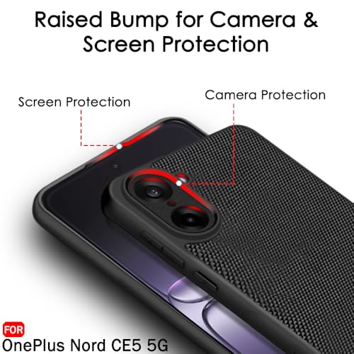 Image of TheGiftKart Back Cover Case for OnePlus Nord CE 5 5G | Slim & Lightweight | Ultra-Premium Design | Camera Protection Bump | Fabric Texture Case Cover (PC & TPU, Black)