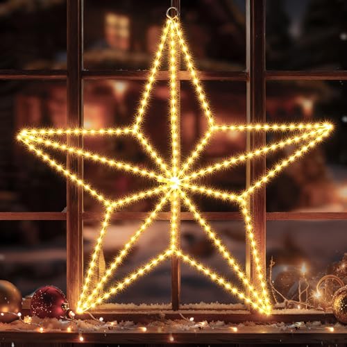 GlobaLink LED Weihnachtsdeko Fenster - 3D Fünfspitzstern...