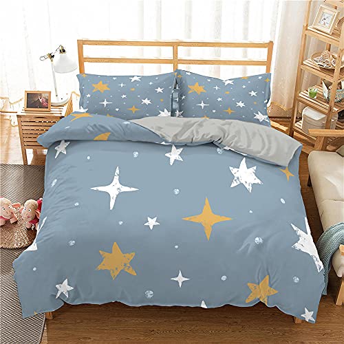Funda nordica 240x 260 Estampado De Estrellas Azul Grisáceo Fundas nordicas Cama Modernas Hipoalergénica Ropa de Cama Conjunto Microfibra con 2 Fundas de Almohada 50x75cm Suave Transpirable