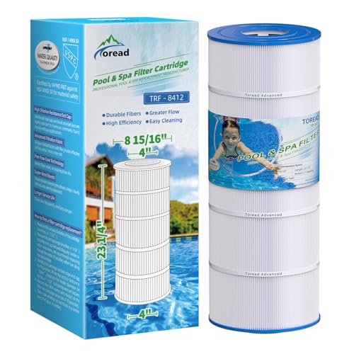 TOREAD Replacement for Pool Filter PA120, Ultra-B2, CX1200RE, C1200, Unicel C-8412, Filbur FC-1293, Waterway Clearwater II, Pro Clean 125, 817-0125N, Aladdin 22002, L x OD:23 1/4'x 8 15/16' (1)