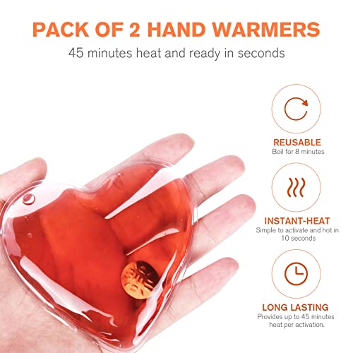 Vicloon Reusable Hand Warmers, 2PCS Instant Hand Warmers, Red Reusable Gel Click Heat Pads for Cold Hands Heat Pads Pocket Warmers - Image 4
