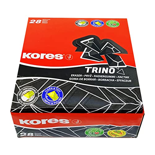 Borradores triangulares de papelería Kores Trino, paquete de 28 piezas de 60x20x18 mm 2