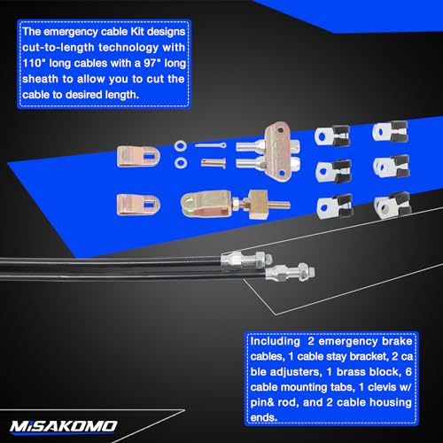 image for Misakomo Parking Brake Cable Universal Adjustable Emergency Parking Br