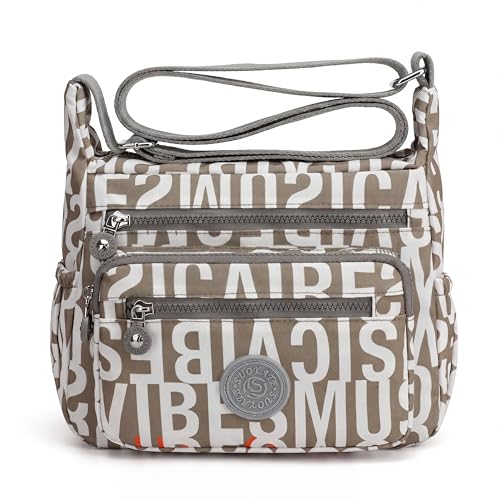 Image of TS WITH TECHSUN Women's Crossbody Sling Bag For Everyday Use, Nylon Shoulder Bag with Zipper Pockets, Adjustable Strap, Water Resistant Handbag for Travel, Shopping