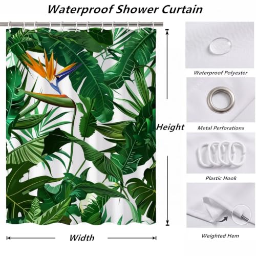 Rideau de douche imperméable et lavable en polyester tropical 100x180