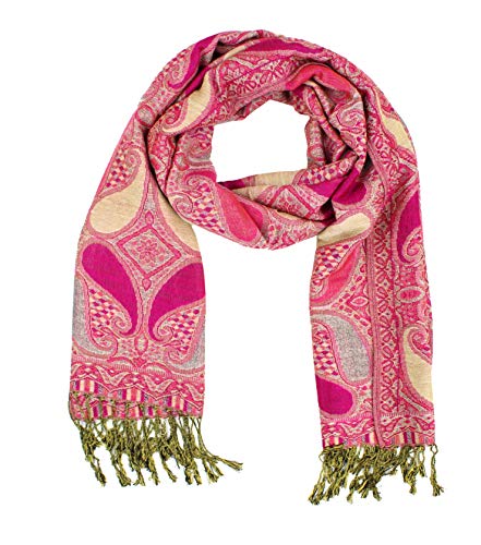 Paskmlna Paisley Pattern Tow Layered Woven Pashmina Shawl Scarf Wrap Stole (A18-024)