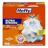 Hefty Ultra Strong Tall Kitchen Trash Bags, Citrus Twist Scent, 13 Gallon, 110 Count